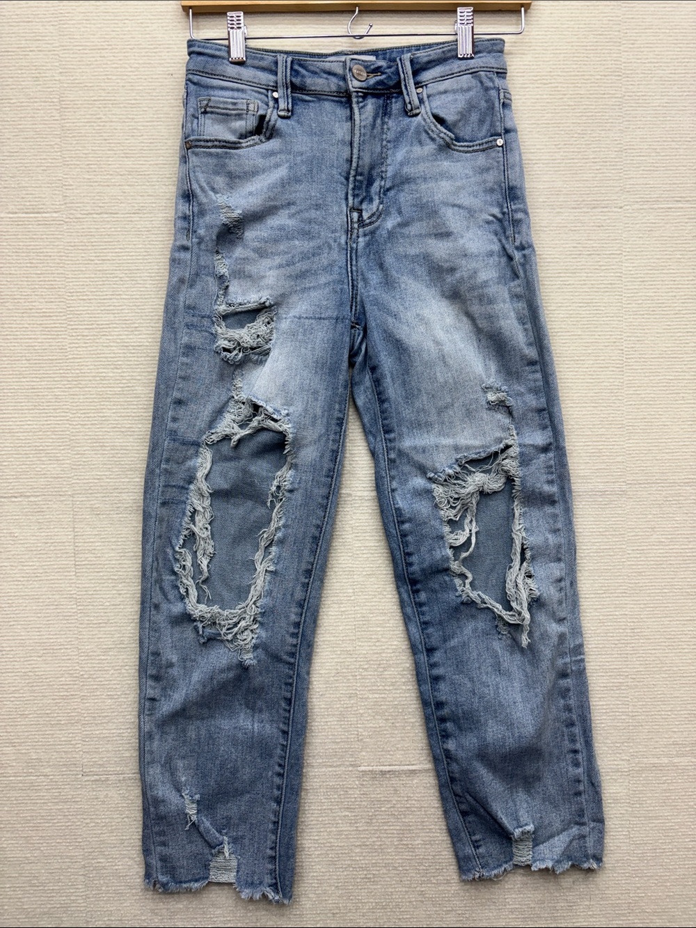 Risen Jeans | Womens Distressed Light Blue Ripped Jeans 3/26 3 26